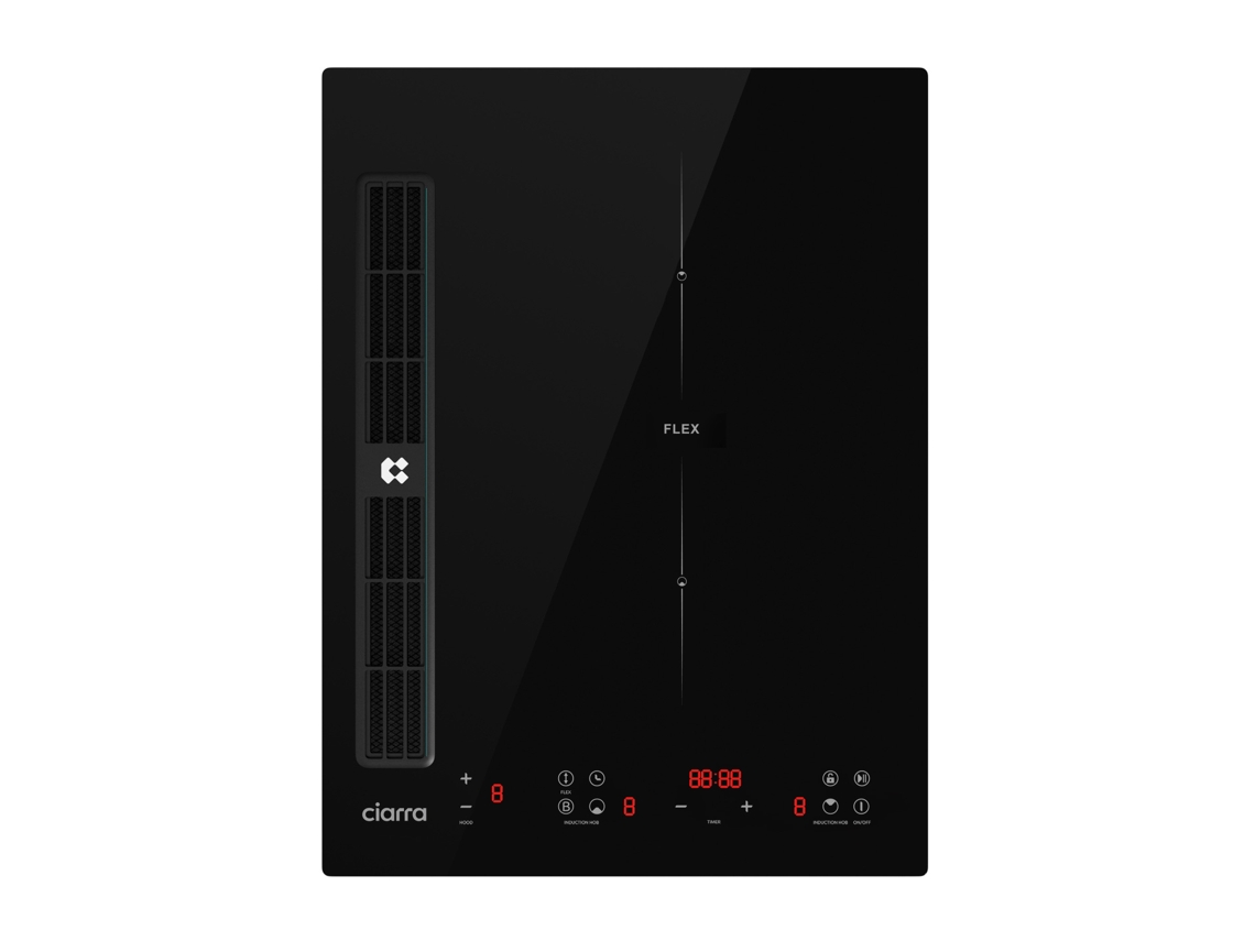 Placa De Indução Com Exaustor Ciarra 39 Cm 480 M³/h Tecnologia Plasma Função Boost Flex Zone 9 Níveis De Potência Awbeh392bf Ciarra