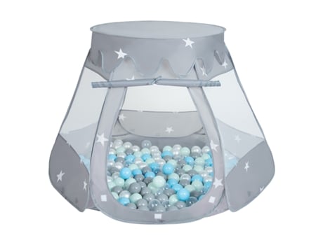 Tenda de Brincar para Bebés com Bolas de Plástico Tenda 105X90Cm/600 Bolas para Crianças Cinzento:Pearl-Grey-Transparent-Baby-Blue-Mint SELONIS