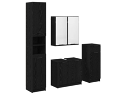 Conjunto de Móveis para Banheiro com Porta Carvalho Preto 4 Pcs MAISON EXCLUSIVE