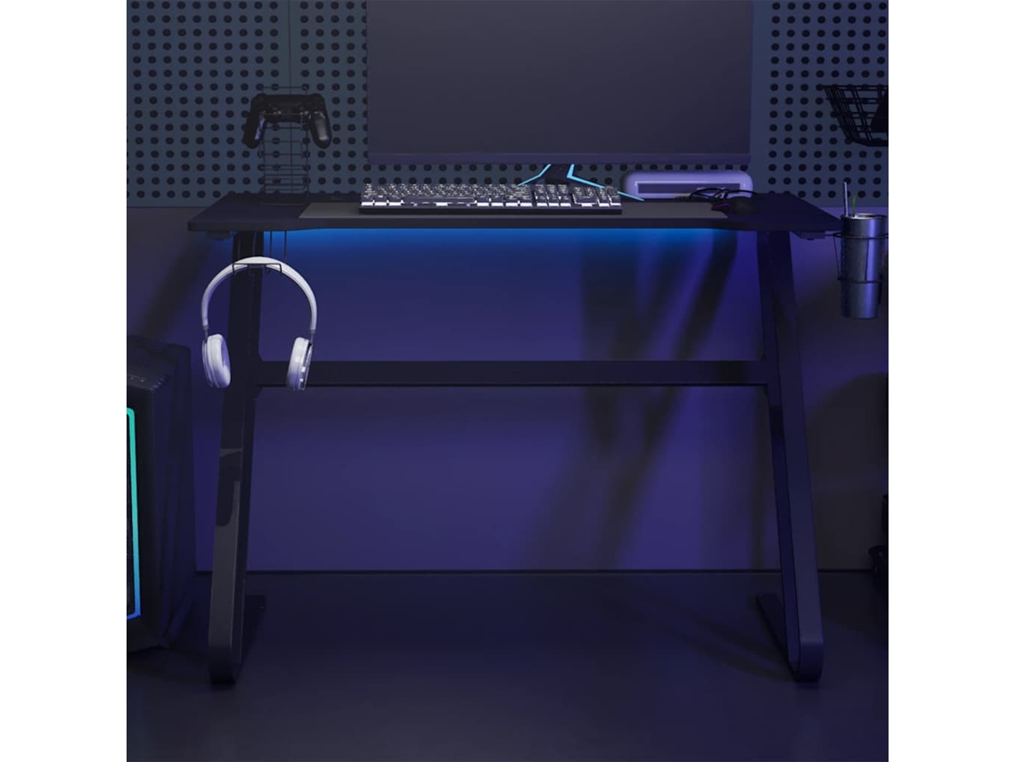 Vidaxl Secretária De Gaming C/ Pernas Em Forma De Zz 110x60x75cm Preto