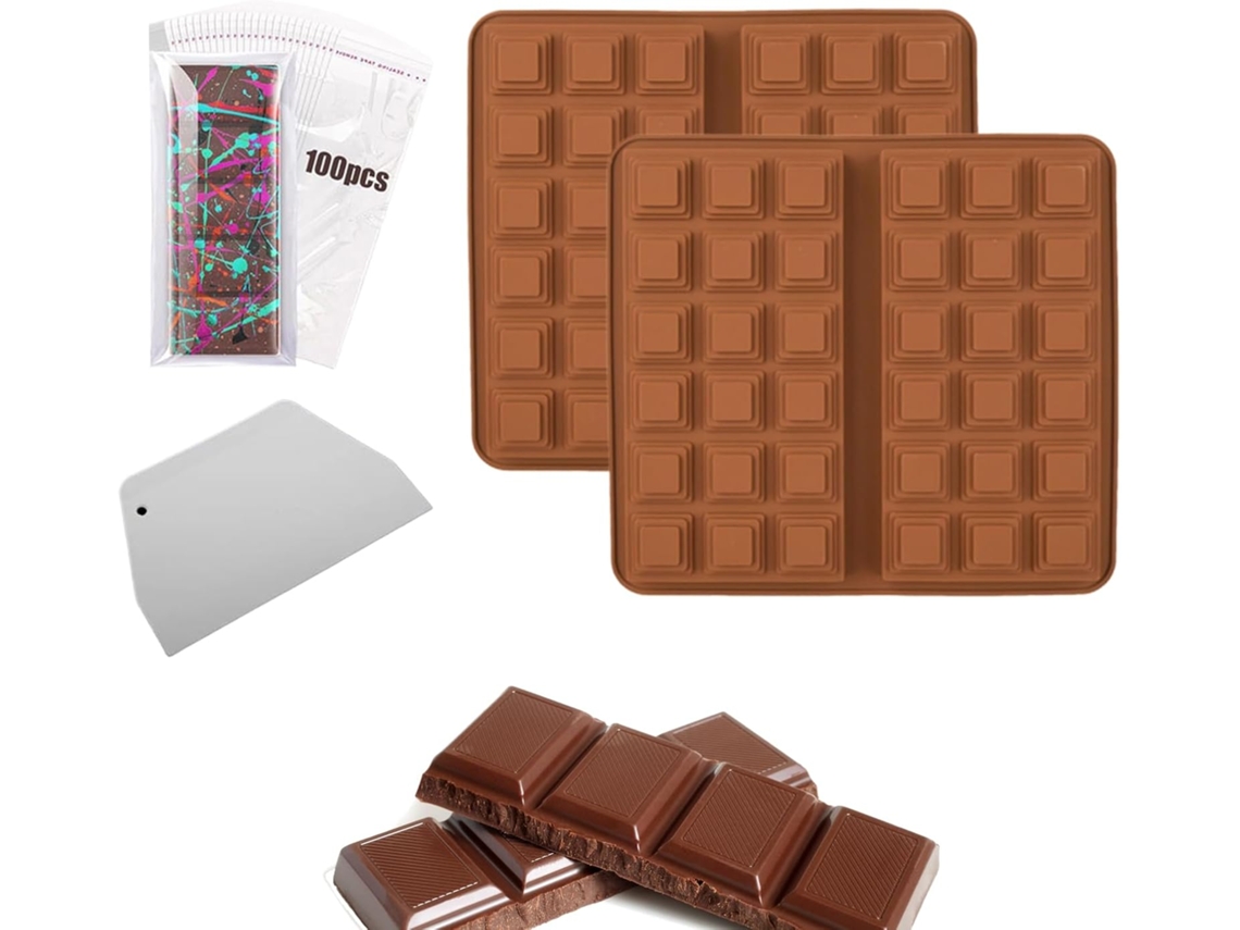 Forma Chocolate, Forma Silicone, Forma Retangular Silicone Para 100 Tigelas.