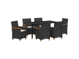 Maison Exclusive - Conjunto De Jantar Para Jardim 7 Pcs Preto Vime Pe