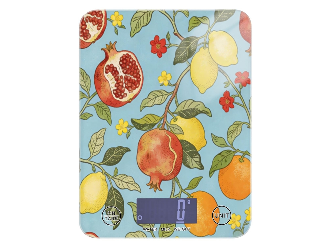 Balança Digital De Cozinha Pequena William Morris Azul Culinária, Romã E Limão, 5kg 5g, Balança De Cozinha Digital