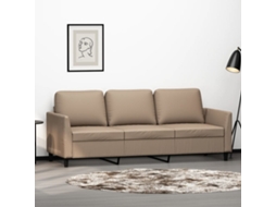 Sofá De 3 Lugares 180 Cm Couro Artificial Cor Cappuccino Lovely Home