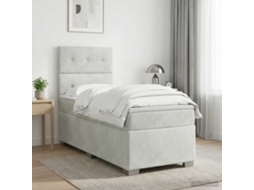 Vidaxl Cama Box Spring Com Colchão Cinzento-claro 90 X 190 Cm Veludo