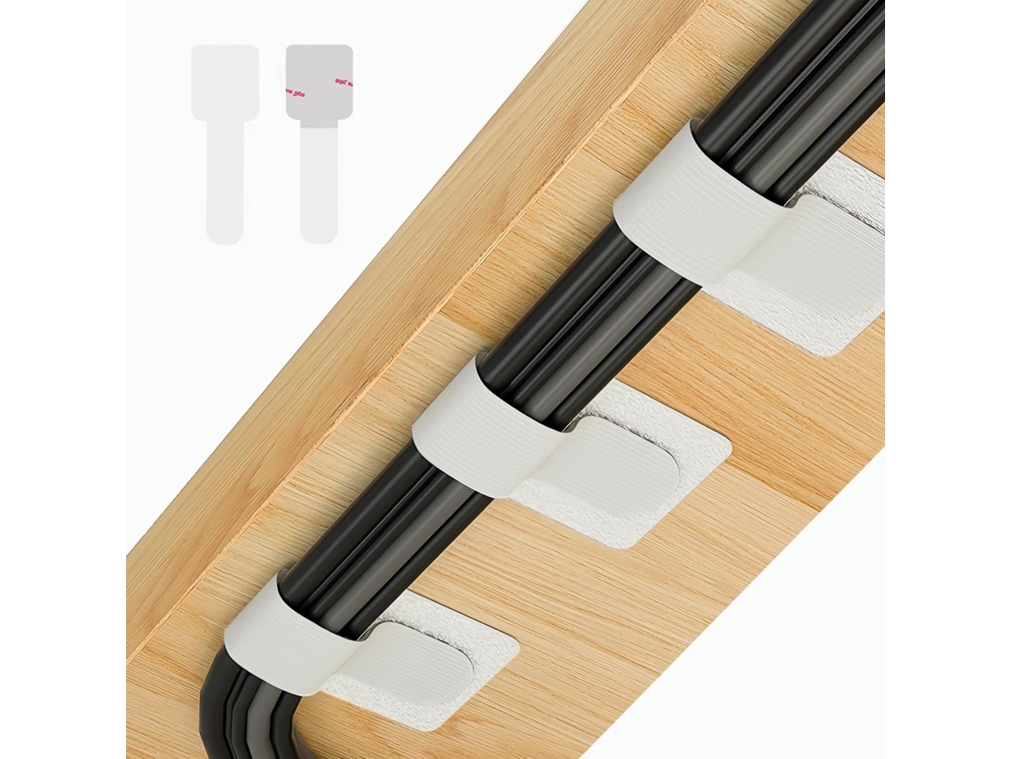 Kit Com 50 Peças Para Organização De Cabos Embaixo Da Mesa, Incluindo Presilhas Autoadesivas Com Velcro, Organizador De Fios E Cabos Para Tv.