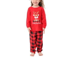 Pijamas Navideños Familiares Com Estampados De Animais E Quadros Suaves Para Crianças 4-5a