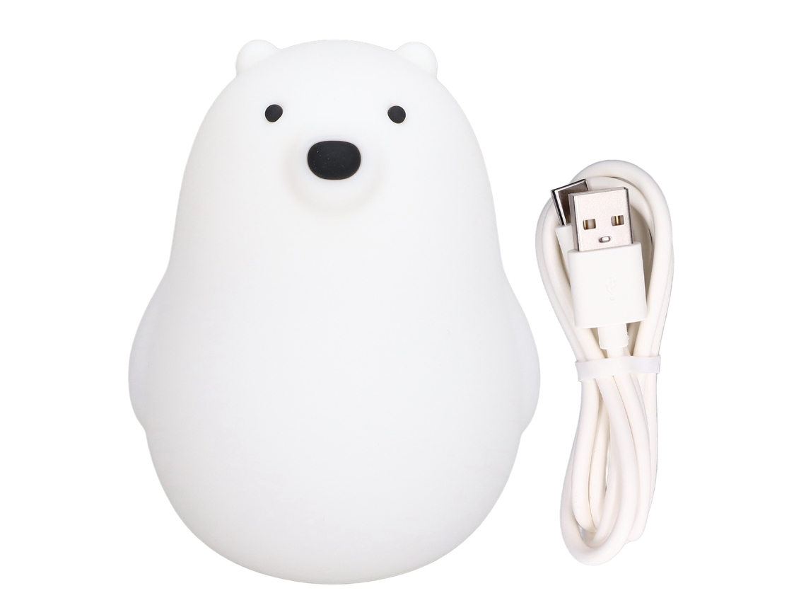 Lanterna Noturna Led Urso Branco com Toque e Temporizador Carregamento Usb Lâmpada de Cabeceira para Bebê | S/MARCA