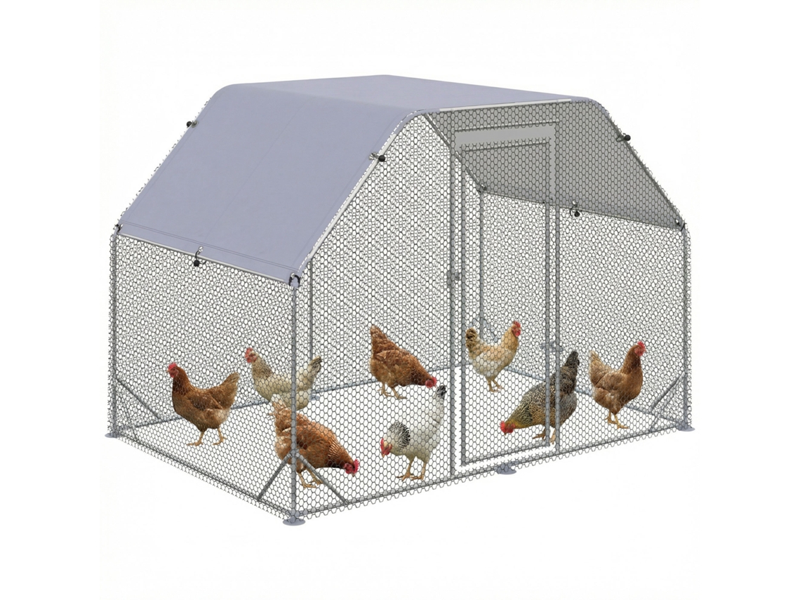 Curral de Galinha com Cobertura para 4 6 Galinhas de Aço. 280x190x195 Cm Ge