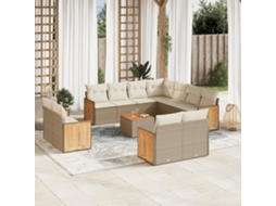 Conjunto de 12 Sofás para Jardim com Almofadões Vime Pe Bege Dkd Home Decor
