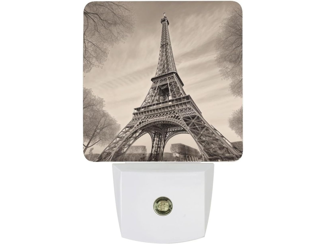 Luminária de parede LED noturna com plugue, acendimento automático, sensor crepuscular automático e design da Torre.
