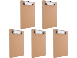 Conjunto de 5 pranchetas pequenas A5 (15x23 cm) para mesa e escola, com clipe de metal resistente.