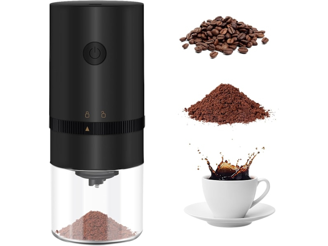 Moedor De Café Elétrico Portátil Com Moedor, Mini Moedor De Café Elétrico Recarregável Com Várias Configurações De Moagem Preto Brilvibera