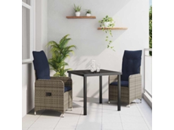 Vidaxl Conjunto De Mesa E Cadeiras 3 Unid. Cinzeto Rattan De Pe