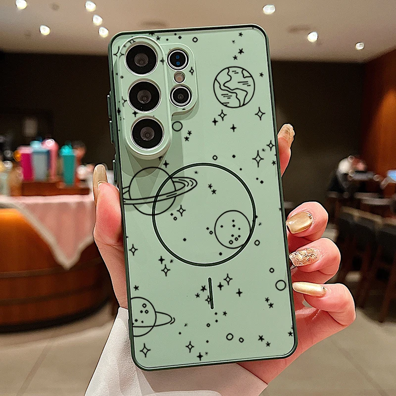 (verde) Capa Magnética Para Celular Galaxy A15 Com Estampa De Planetas Fofos