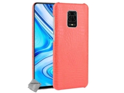 Capa Dura De Couro De Crocodilo Falso Para Xiaomi Redmi Note 9s Vidro Temperado - Vermelho