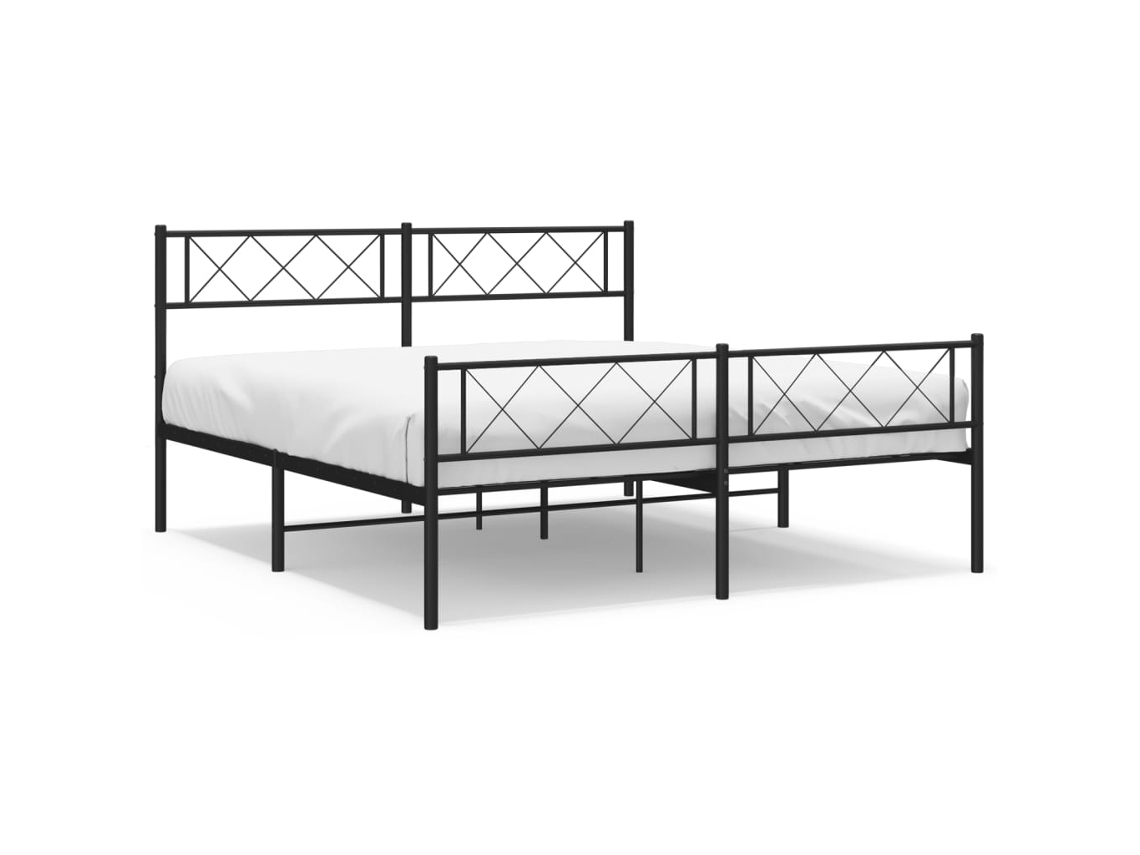 Estrutura De Cama Em Metal Vidaxl Preto Aço (140x190 Cm)