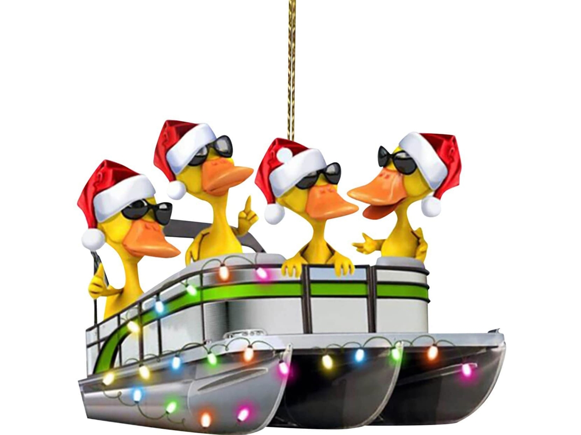 Laxiscreed Conjunto De Enfeites De Natal Em Metal Com Animais E Barco, 4 Peças