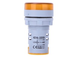 Indicador Led Voltmeter Ad16-22ds 60v-500v Ac Amarelo Sunflare