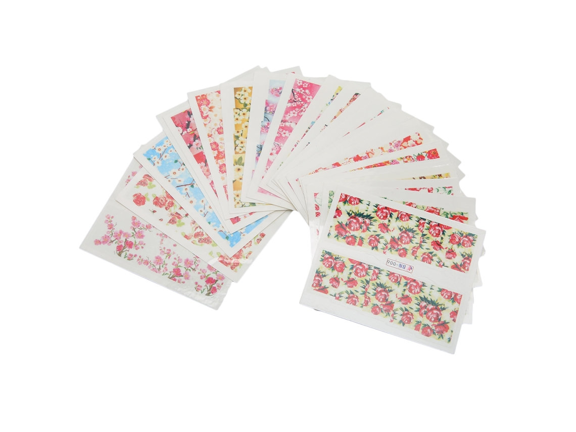 Adesivo De Arte Para Unhas Transferência À Água Padrão Floral Diy 24 Folhas Para Mulheres E Meninas