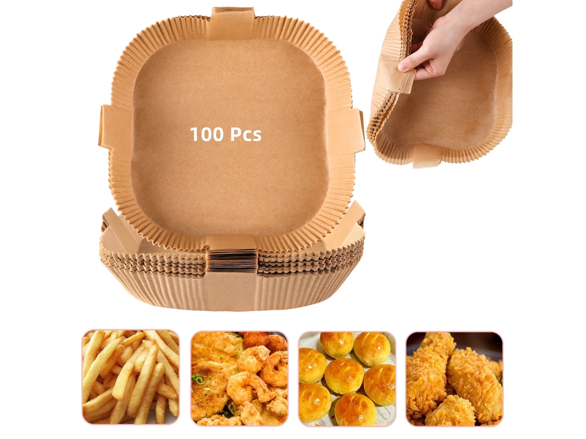 Papel Descartável Para Fritadeira A Ar Com Alça, 100 Unidades, Cor Natural, 20 Cm