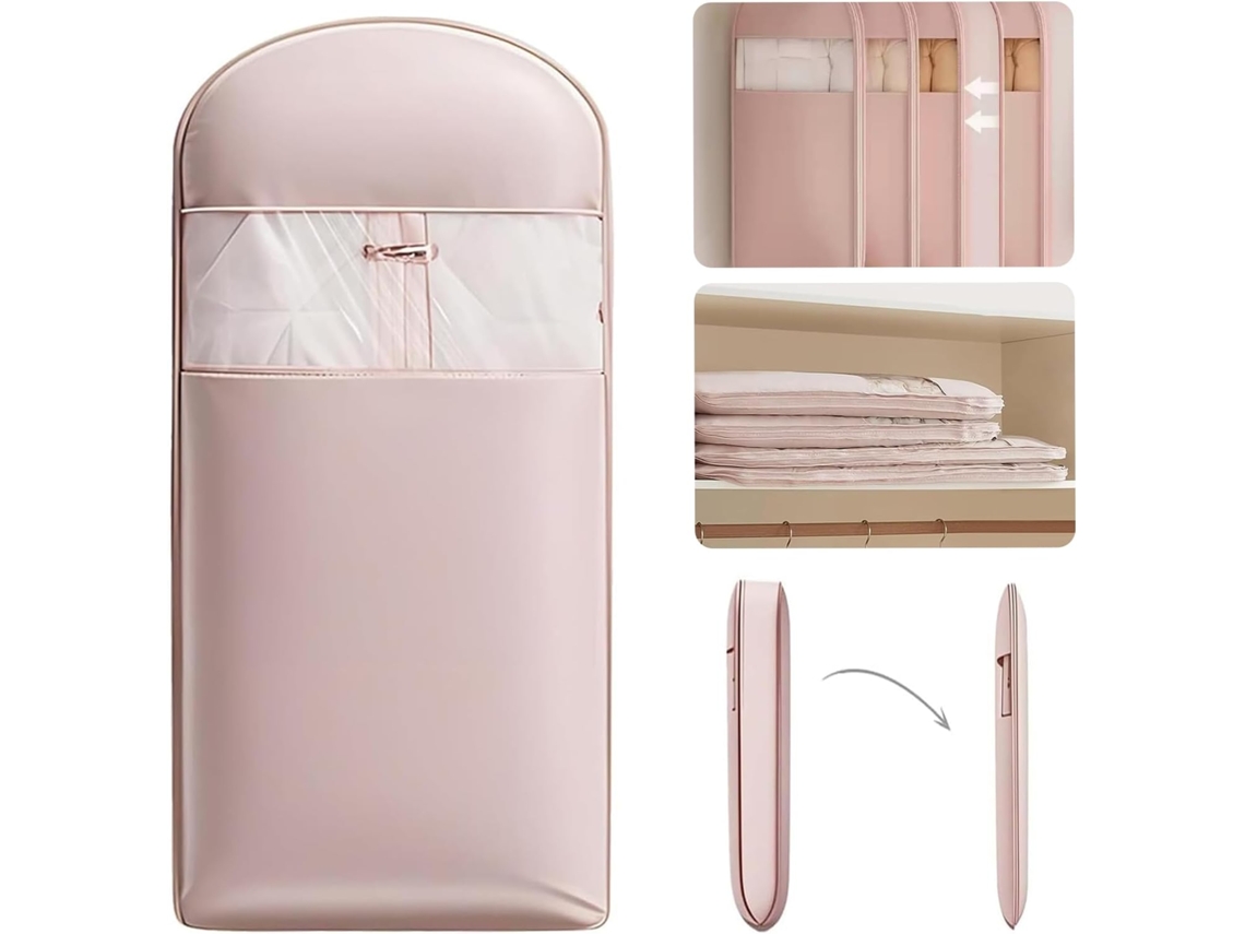 Lurelia Saco Para Roupa, Antipoeira, Impermeável, Com Fecho, Para Têxteis, 58 X 15 X 110 Cm, Rosa/transparente