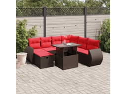 Vidaxl Conjunto De Sofá De Jardim Com 8 Peças E Almofadas Em Rattan Sintético Marrom