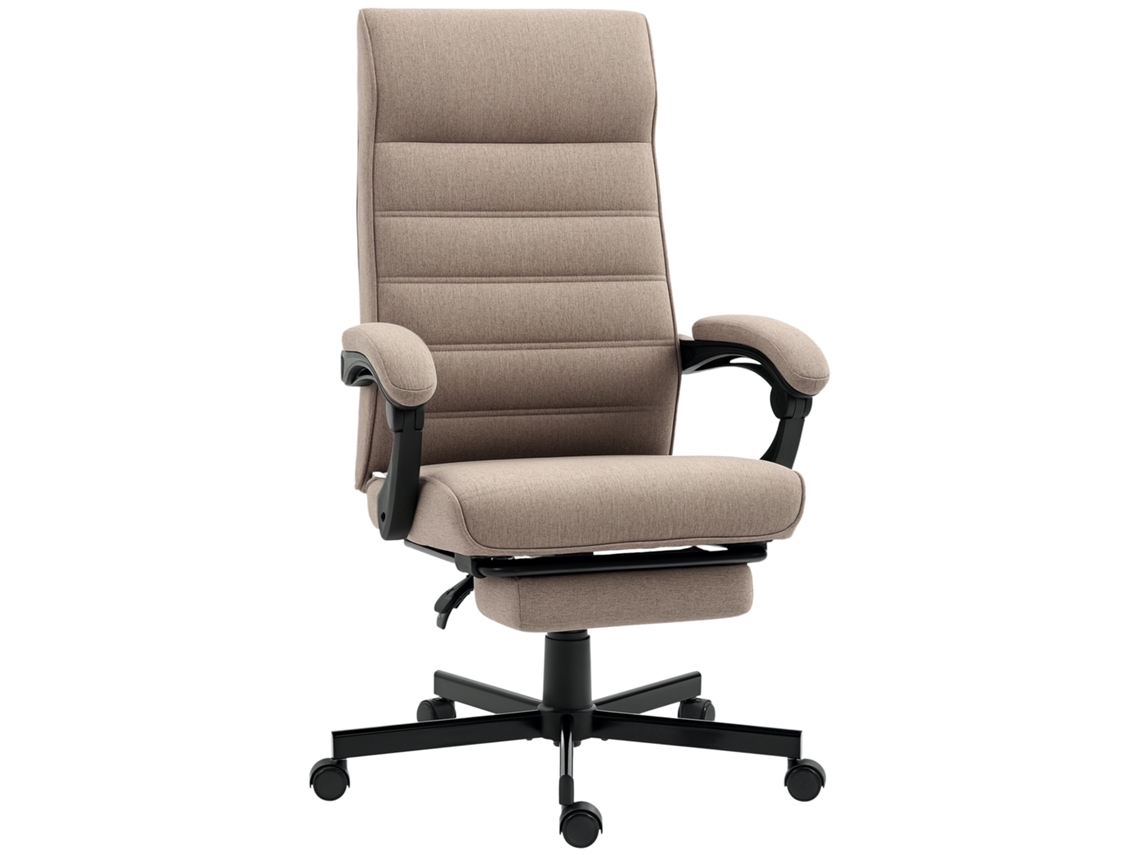 Cadeira De Escritório Reclinável Com Altura Ajustável Apoio Para Os Braços Apoio Para Os Pés Retrátil 68x67x106-114cm Marrom