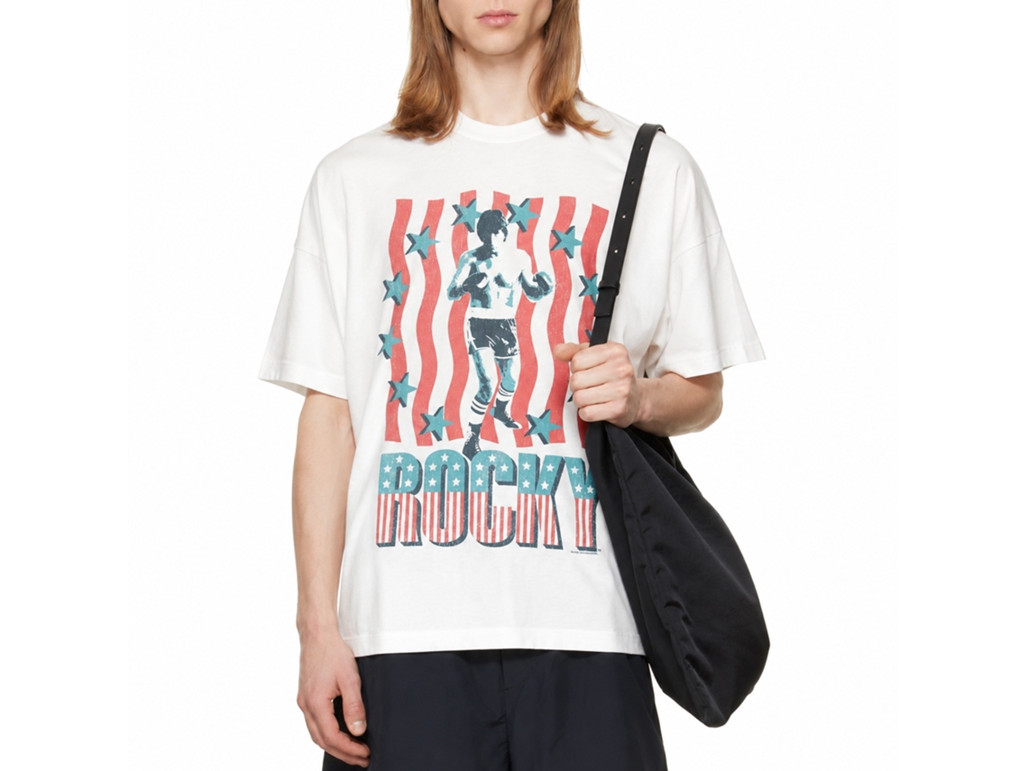 Rockinstone Rocky Movie Patriotic Rocky Movie White Adult T-shirt Size:xl