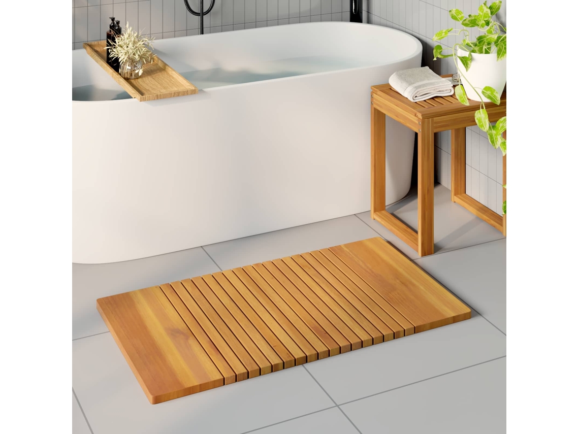 Vidaxl Tapete De Banho Castanho 100 X 55 Cm Madeira Sólida De Acácia