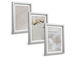 Pinturas Murais Modernaspedras De Areia, Textura Boho Moldura Prateada Fotos Para O Corredor Espelharte (3 Peças 20x30 Cm)