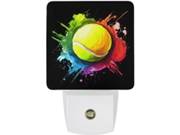 Luminária Noturna de Tênis em Aquarela Tie Dye, com Imagem de Bola na Parede, LED e Sensor Crepuscular