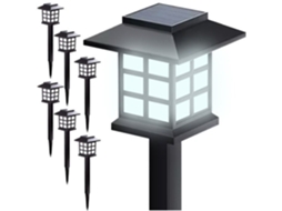 Conjunto Com 6 Luzes Solares Led Para Jardim Branco Frio