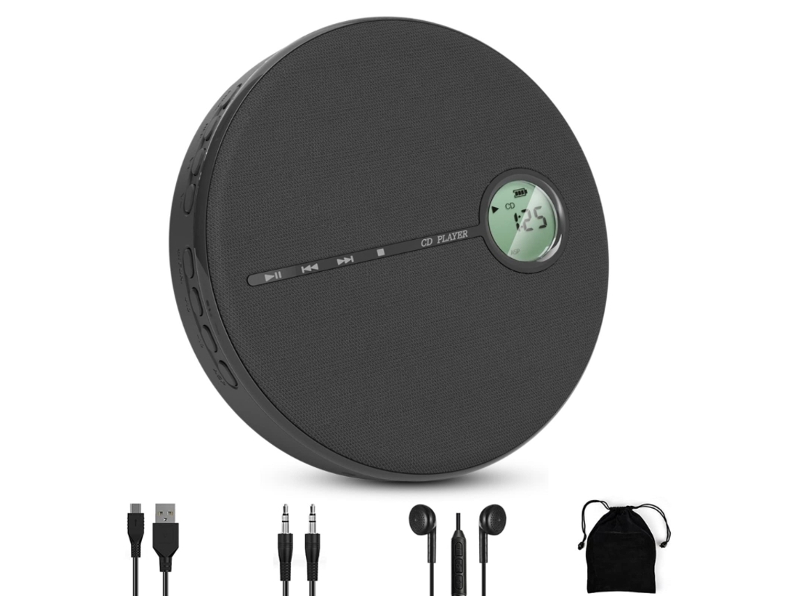 Walkman Player Compatível Com Bluetooth, Discman Player Com Cabo Aux.
