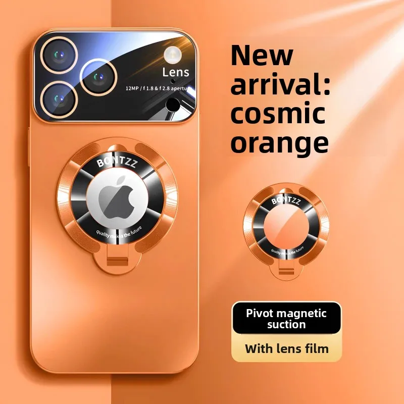Capa Protetora Fosca Em Policarbonato Com Suporte (para Iphone 16 Pro Max, Laranja), Compatível Com Magsafe.