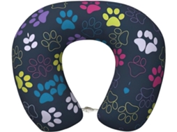 Travesseiro de Viag Fofo em Espuma Viscoelástica com Estampa Patinha Cachorro Suporte para o Pescoço 100 %