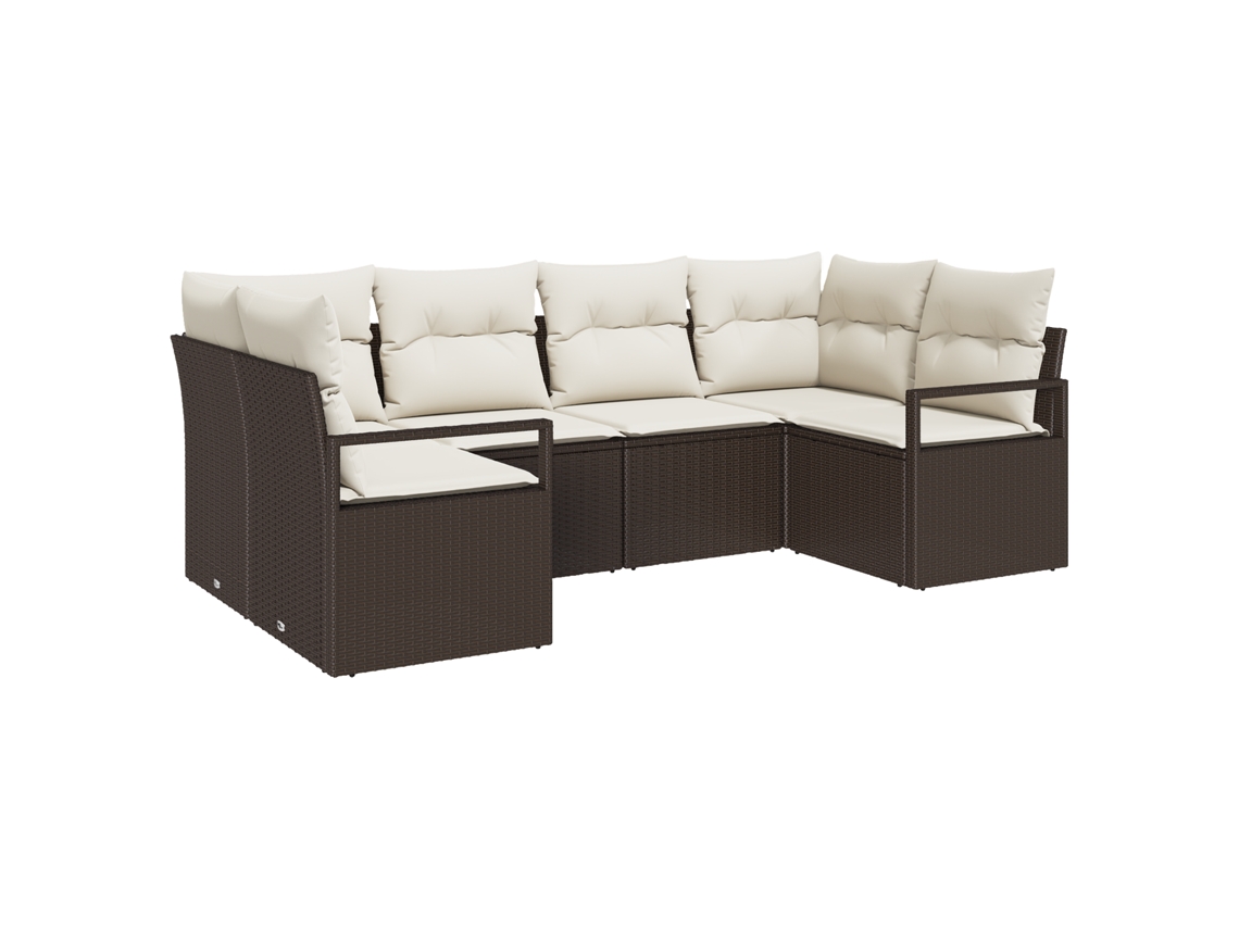 Conjunto 6 Conjunto De Sofá De Jardim Vidaxl Castanho Vime Pe (234 X 122 X 85 Cm)