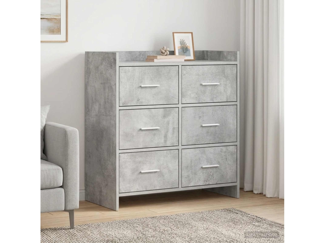 Vidaxl Buffet Cinzento Cimento 75 X 33 X 80 Cm Derivados De Madeira