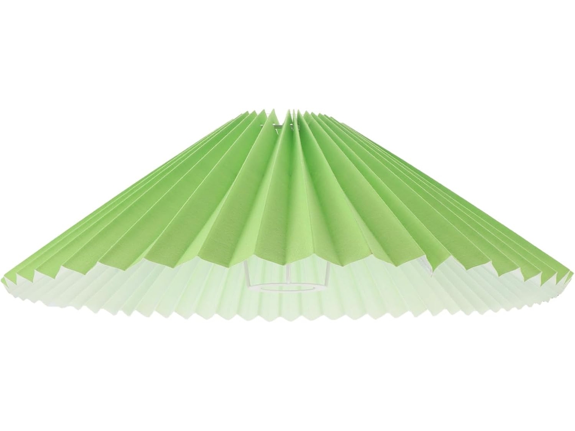 Abajur Plissado Em Tecido Verde, Com 32 Cm De Diâmetro, Ideal Para Luminárias De Chão.
