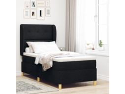 Cama Box Spring Com Colchão Preto 100x200 Cm Tecido