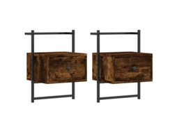 Conjunto de 2 Mesas Cabeceira Derivados de Madeira Carvalho Fumado MAISON EXCLUSIVE (35x30x51 cm)