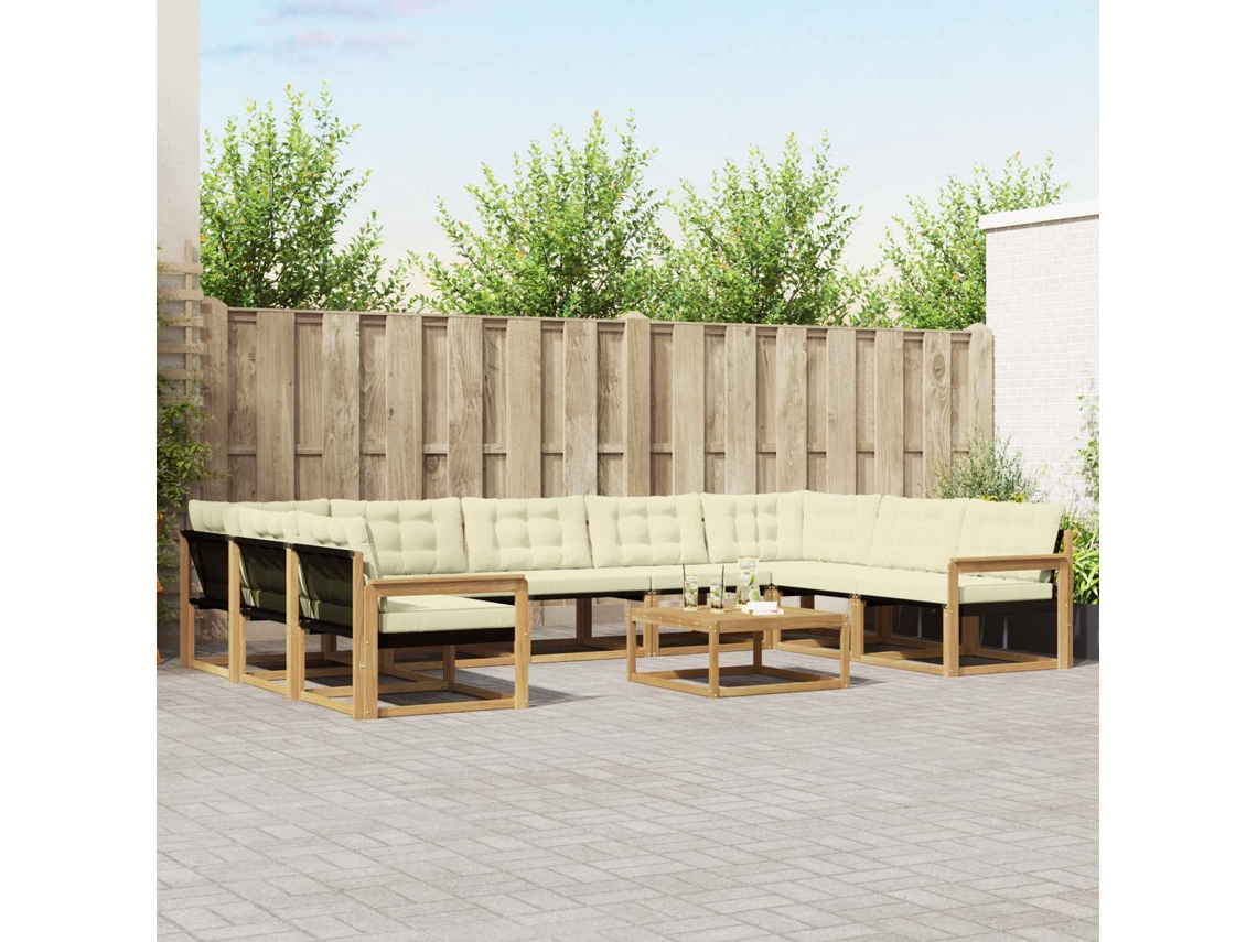 Vidaxl Conjunto De Sofás Para Exterior 10 Pcs Branco E Creme