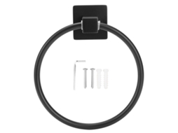 Anel de Toalha de Parede em Aço Inoxidável Preto 15cm com Suporte 10kg | S/MARCA