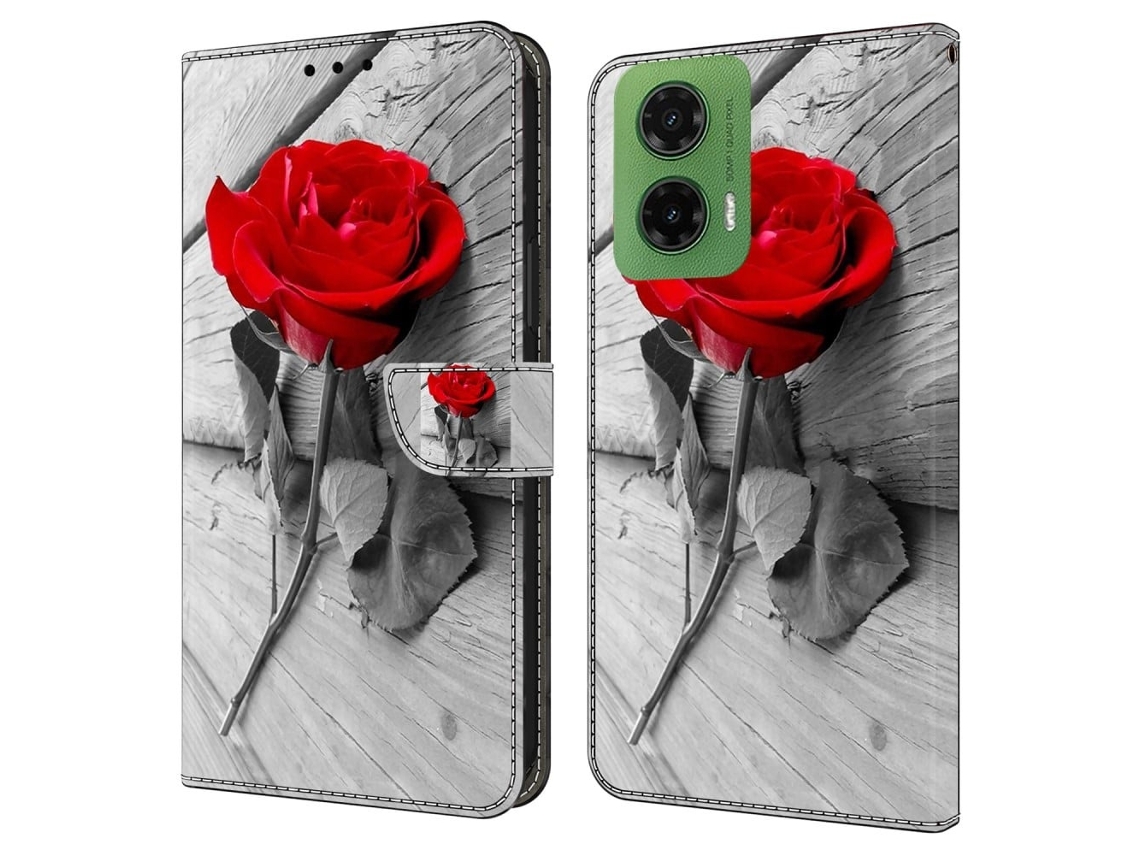 Capa Para Motorola Moto G35 5g Com Fecho Magnético, Padrão 3d, Carteira Em Couro, Rosa