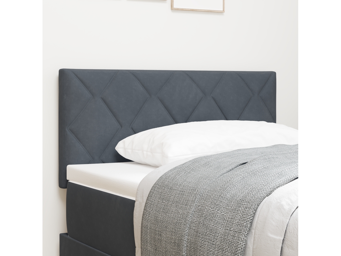 Cabecero de cama Diamond Block en gris oscuro, 100 cm, terciopelo