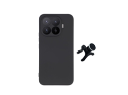 Kit Suporte Magnético Reforçado Capa Silicone Líquido Phonecare Para Xiaomi 17t 5g - Preto