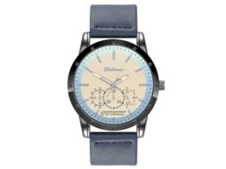 Reloj De Cuarzo Para Hombre Con Correa De Cuero Pu, Dial De Tres Ojos, Diseño Fashion