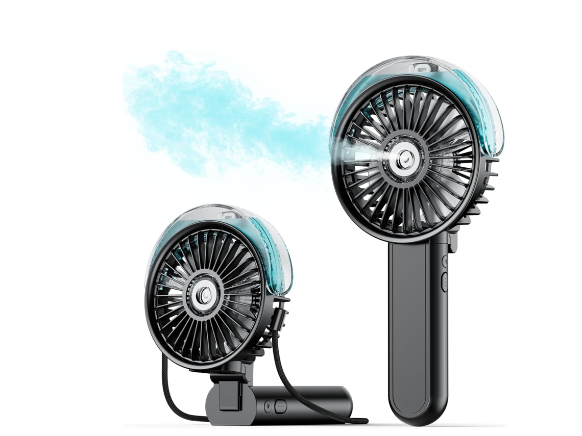 Ventilador Portátil Dobrável 180° Com Função De Névoa, 3 Velocidades, Reservatório De 30ml, Recarregável Via Usb - Para Viagens, Camping