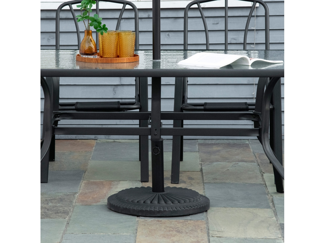 Guarda-sol Redondo Hdpe 14kg Para Postes 35-38-48mm, Base Preta Ø49x32cm
