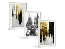 Galeria De Pinturas Murais Retratos Abstratos Contrastantes Moldura Branca Fotos Para O Escritório Espelharte (3 Piezas De 40x60 Cm)